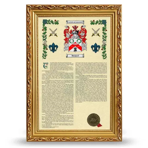 Bernard Armorial History Framed - Gold