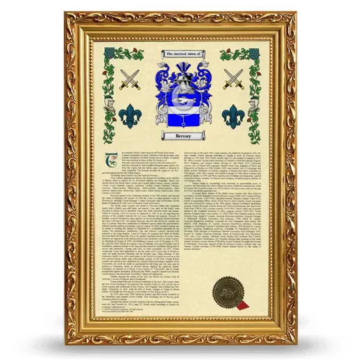 Bernay Armorial History Framed - Gold