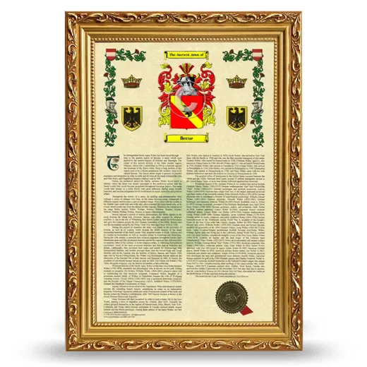 Berne Armorial History Framed - Gold