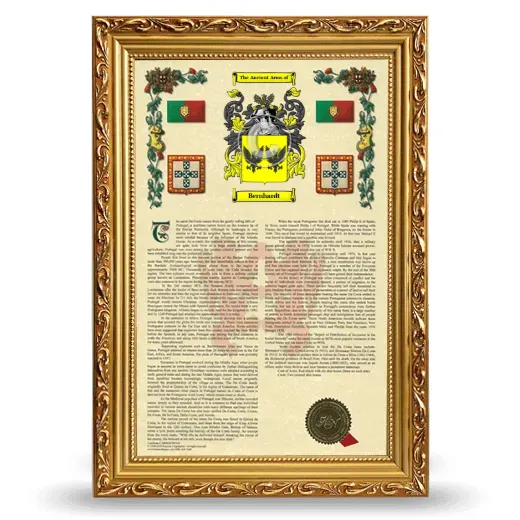 Bernhardt Armorial History Framed - Gold