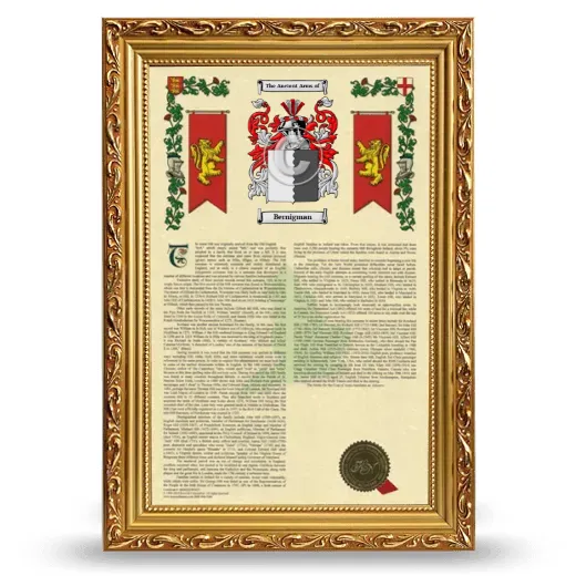 Bernigman Armorial History Framed - Gold