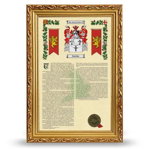 Bershin Armorial History Framed - Gold