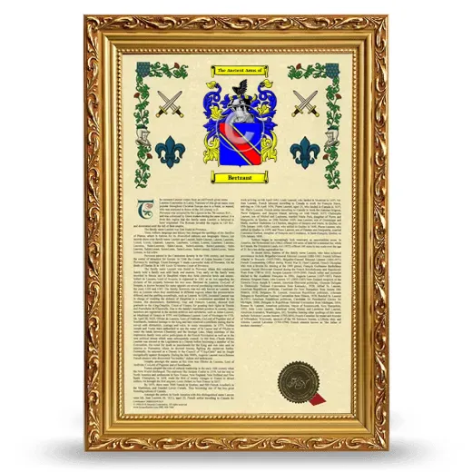 Bertrant Armorial History Framed - Gold