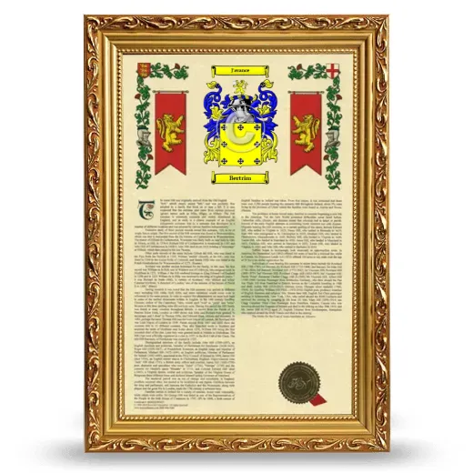 Bertrim Armorial History Framed - Gold