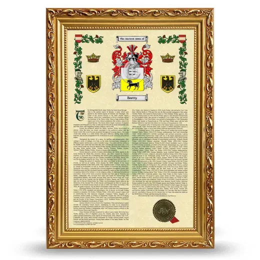 Bertty Armorial History Framed - Gold