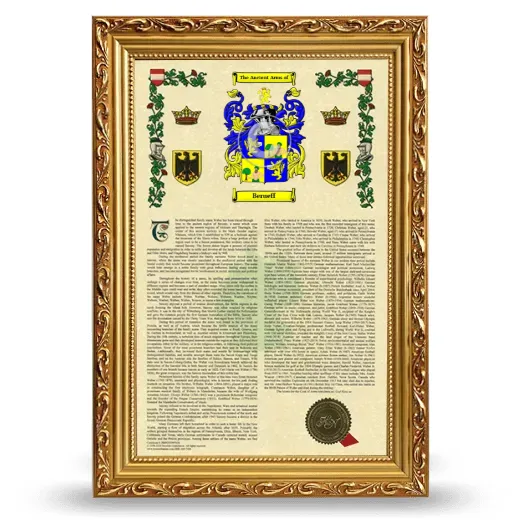 Berueff Armorial History Framed - Gold