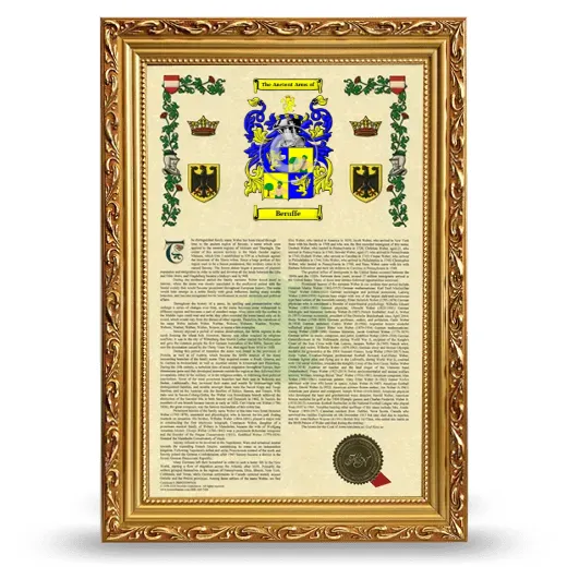Beruffe Armorial History Framed - Gold
