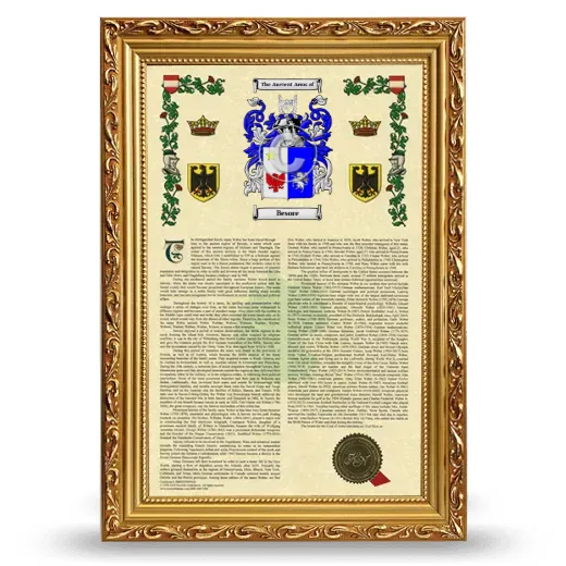 Besore Armorial History Framed - Gold
