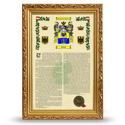 Bessol Armorial History Framed - Gold