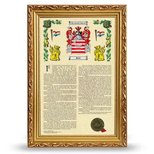 Bestt Armorial History Framed - Gold