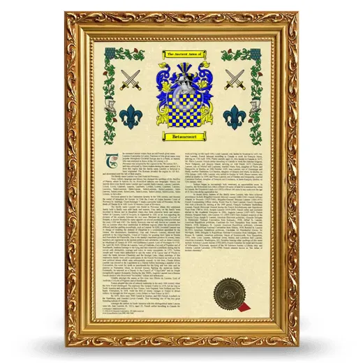 Betancourt Armorial History Framed - Gold