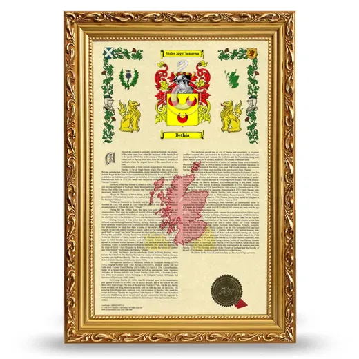 Bethia Armorial History Framed - Gold