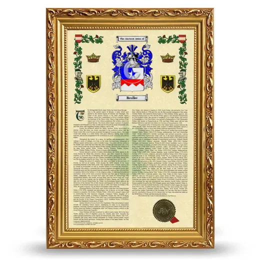 Beuller Armorial History Framed - Gold