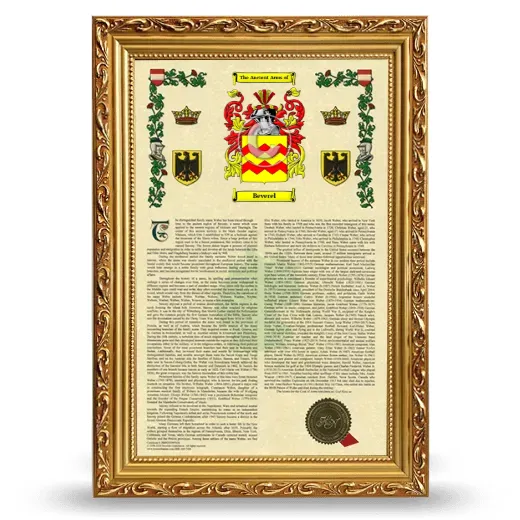 Beverel Armorial History Framed - Gold