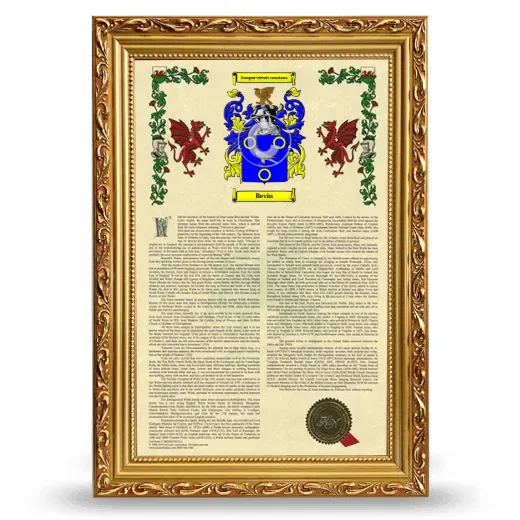 Bevin Armorial History Framed - Gold