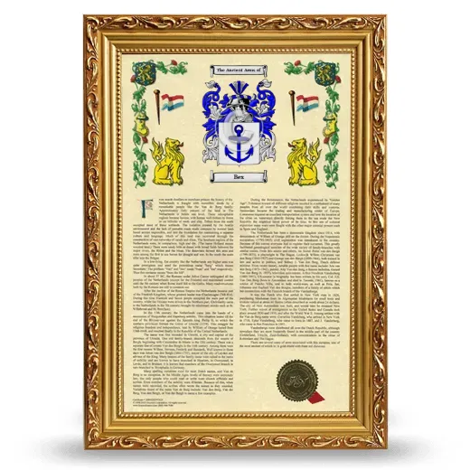 Bex Armorial History Framed - Gold