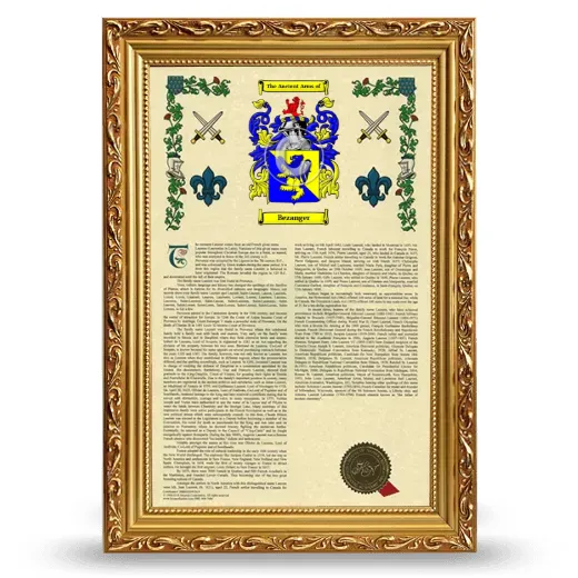 Bezanger Armorial History Framed - Gold