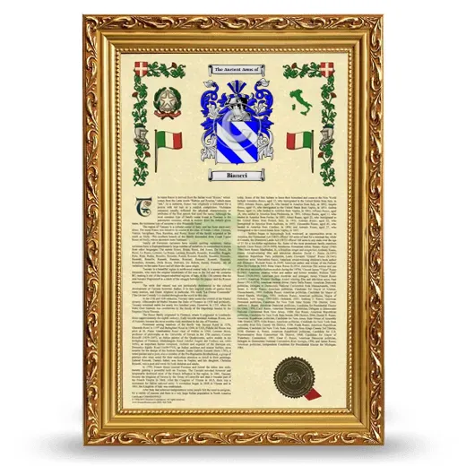 Biancci Armorial History Framed - Gold