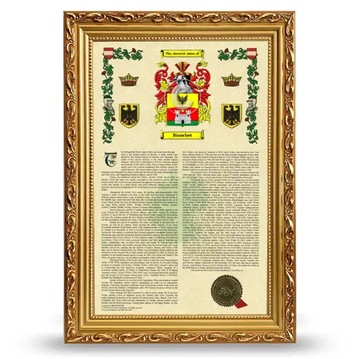 Bianchet Armorial History Framed - Gold