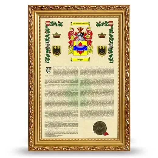 Biegel Armorial History Framed - Gold