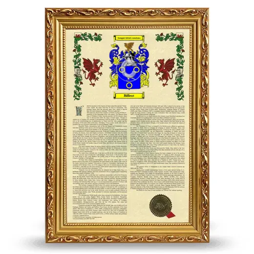 Biffent Armorial History Framed - Gold