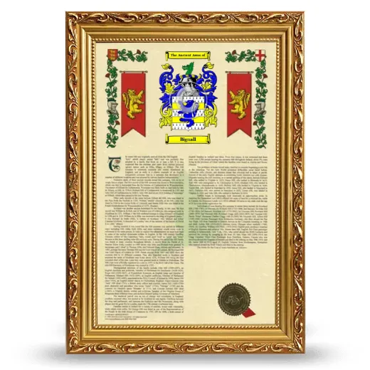 Bignall Armorial History Framed - Gold