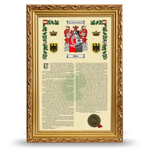 Bihler Armorial History Framed - Gold