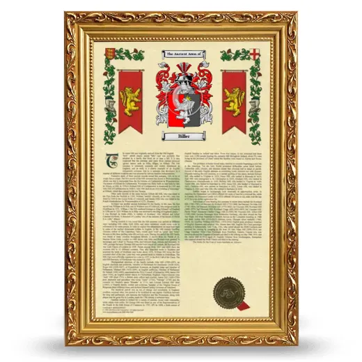 Biller Armorial History Framed - Gold