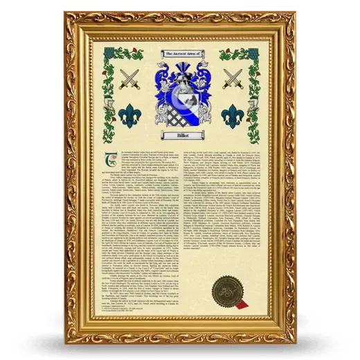 Billot Armorial History Framed - Gold