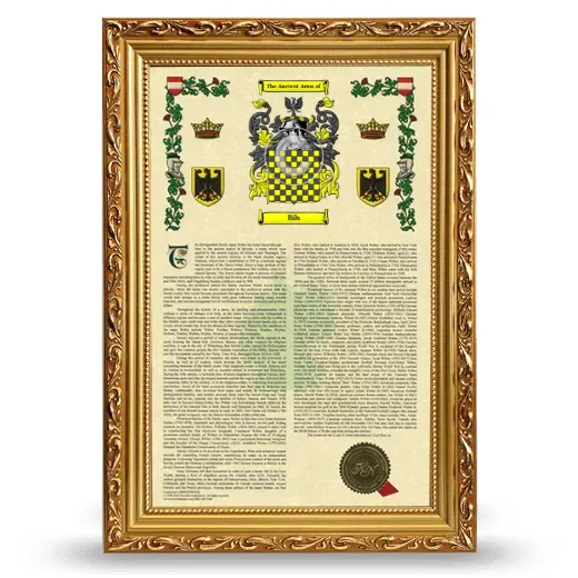 Bils Armorial History Framed - Gold