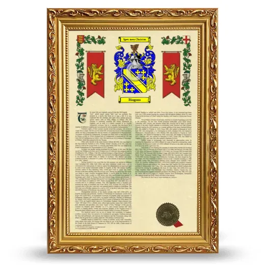Bingom Armorial History Framed - Gold