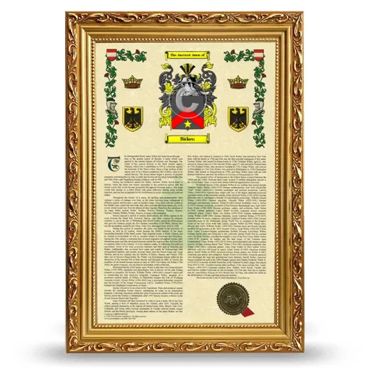 Birken Armorial History Framed - Gold