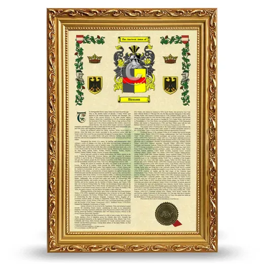 Birman Armorial History Framed - Gold