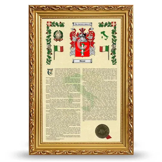 Bisini Armorial History Framed - Gold