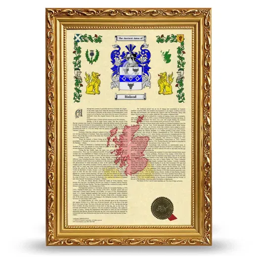 Bisland Armorial History Framed - Gold