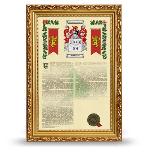 Bittleston Armorial History Framed - Gold