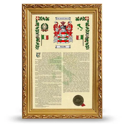Bizzella Armorial History Framed - Gold