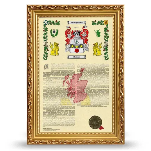 Blaines Armorial History Framed - Gold