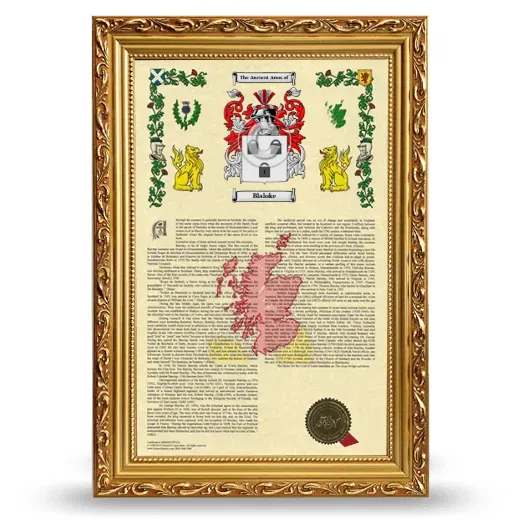 Blaloke Armorial History Framed - Gold