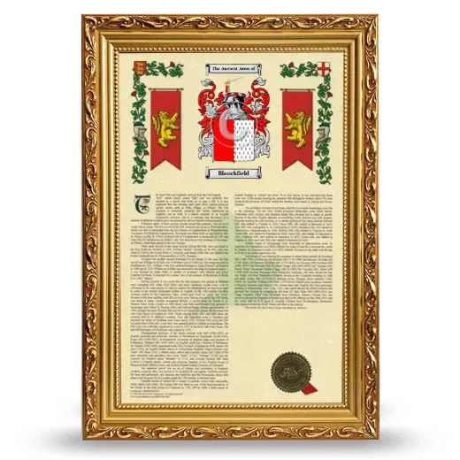 Blanckfield Armorial History Framed - Gold