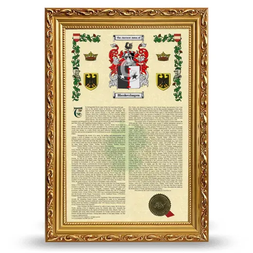 Blankenhagen Armorial History Framed - Gold