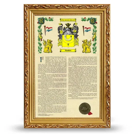 Blankes Armorial History Framed - Gold