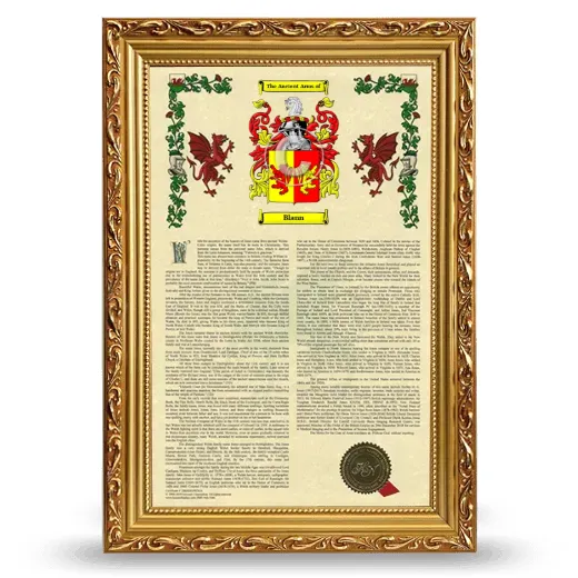 Blann Armorial History Framed - Gold