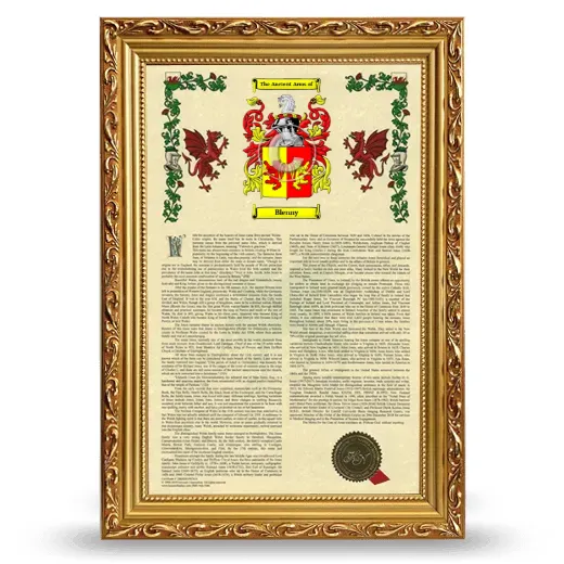 Blenny Armorial History Framed - Gold