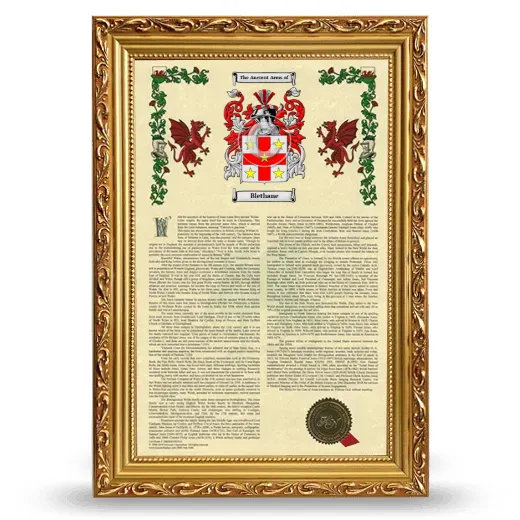 Blethane Armorial History Framed - Gold