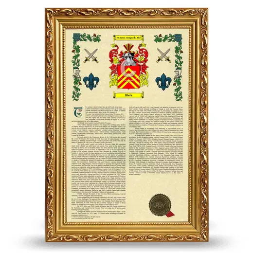 Blets Armorial History Framed - Gold