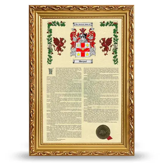 Blevynd Armorial History Framed - Gold