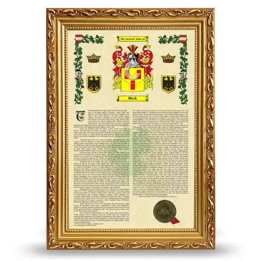 Block Armorial History Framed - Gold