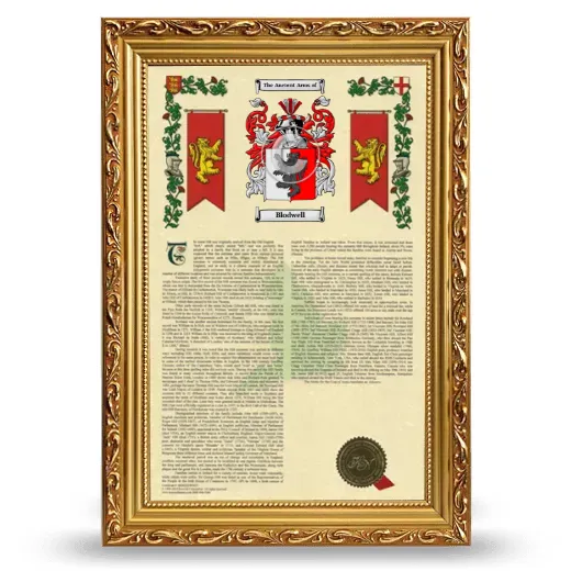Blodwell Armorial History Framed - Gold