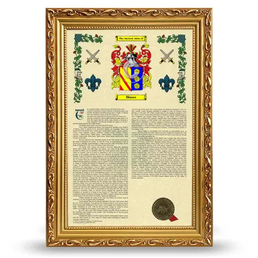 Bloues Armorial History Framed - Gold